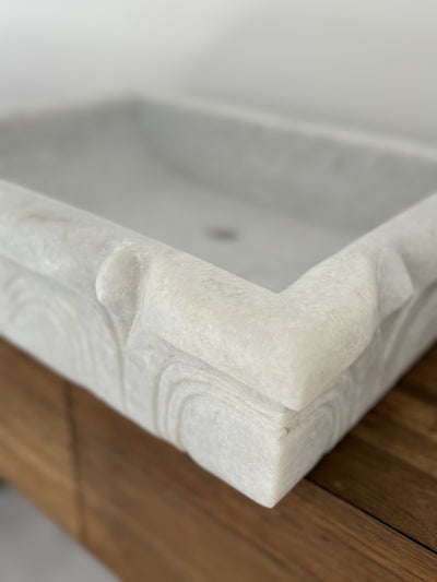 'Vajra' Rectangular carved Basin