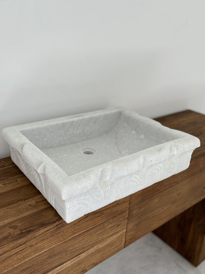 'Vajra' Rectangular carved Basin