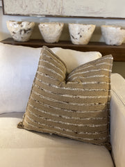 MANON. SILK. NATURAL WITH CREAM RAISED SILK THREAD.  60 X 60CM CUSHION.