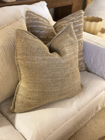 TALULLA. HEAVY SLUB LINEN, NATURAL. 60 X 60CM CUSHIONS.