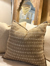 ADELINE. SILK CROSSING, NATURAL, CREAM THREAD. 60 X 60CM CUSHION.