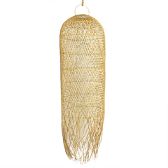 'Pucci' Rattan Long Shaggy Pendant, Natural