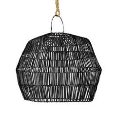 Rattan Angular Pendant, Black small