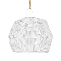 Rattan Angular Pendant, White small