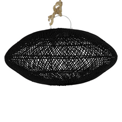 'Joyo' Squat Rattan Pendant, Black