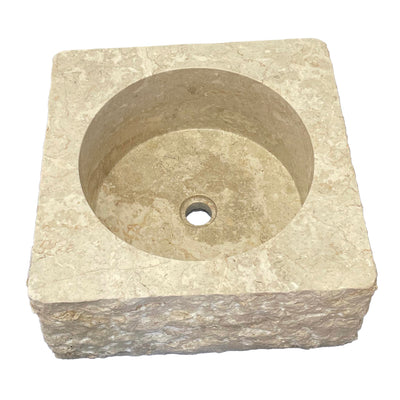 "LUMBANI" Square Stone Basin with round inner.