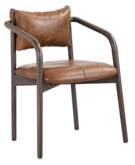 Buono Dining chair with Brown Leather and wooden frame.