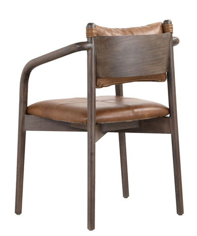 Buono Dining chair with Brown Leather and wooden frame.