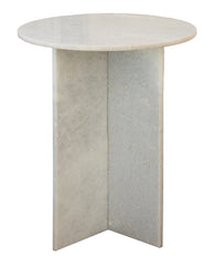 Chathura Marble Round Side Table (White Marble)