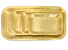 Set/4 Brass Rectangular Platters With Antique Brass Finish