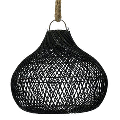 Rattan Bulb Pendant, Black Large