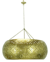 'Hema' Carved Metal Pendant Light, Large