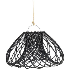 Rattan Mushroom Pendant, Black, Small