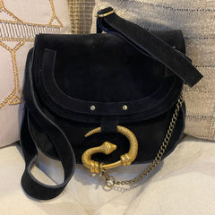 THE SERPENT BAG - BLACK SUEDE