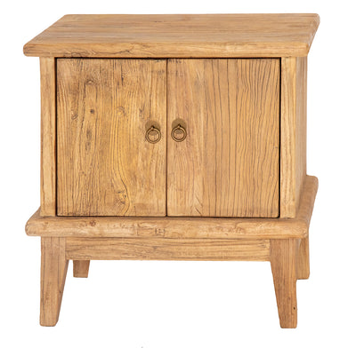 2 Door Bedside Cabinet, Recycled Elm