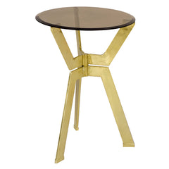 'Ruhi' Side Table, Glass Top 63cm diam x 80cm h