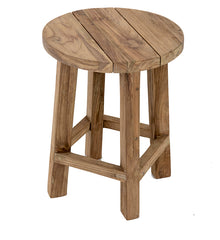 'Murni' Low Round Stool Recycled Teak, Natural