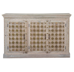 'Lajita' Whitewashed Three Door Cabinet