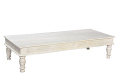 Indian Teak Wood Coffee Table, White