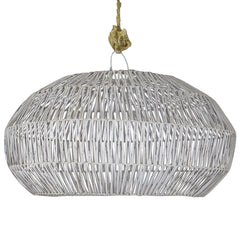 Rattan Angular Pendant, White