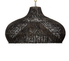 Fish Trap Rattan Wide Pendant, Black