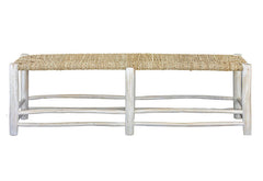 'Taman' Long Seagrass Bench, Whitewashed